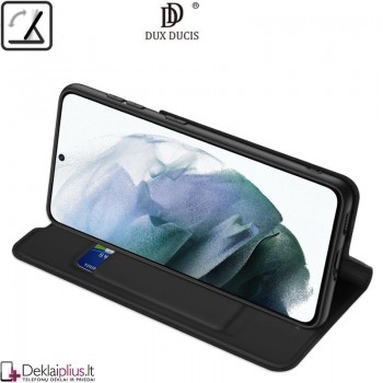 Dux Ducis dirbtinės odos viršelis - juodas (telefonui Samsung S21 Fe)